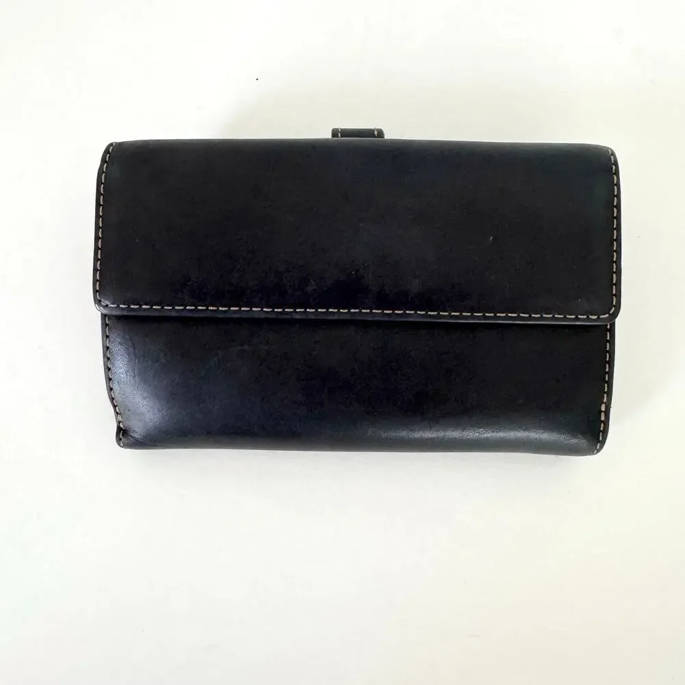 Coach Vintage Buckle Bifold Wallet Organizer Cardholder Black Leather